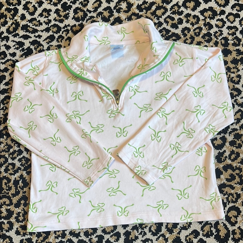 Pink and Green Quarter-Zip Pullover